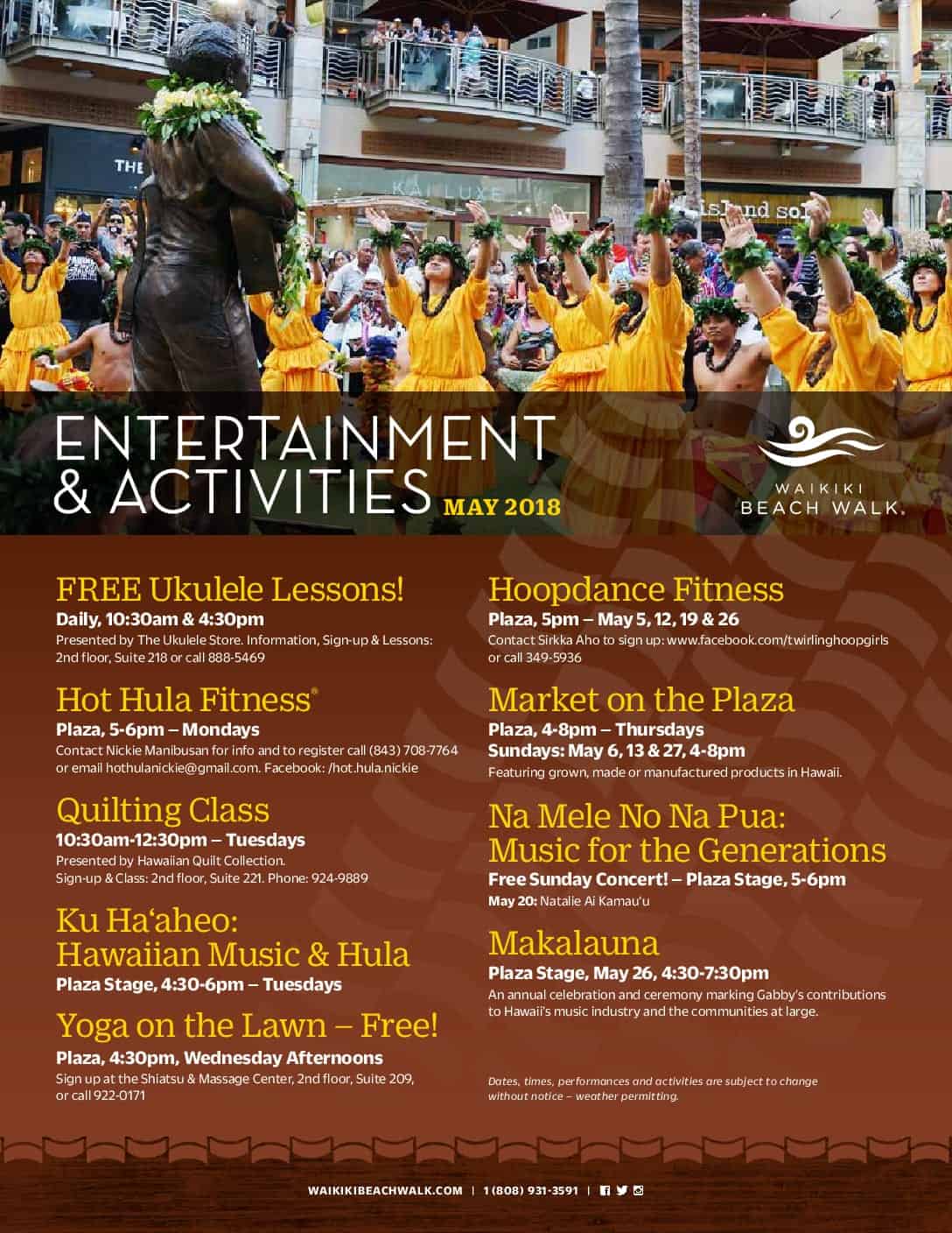 Events at Waikiki Beach Walk in May