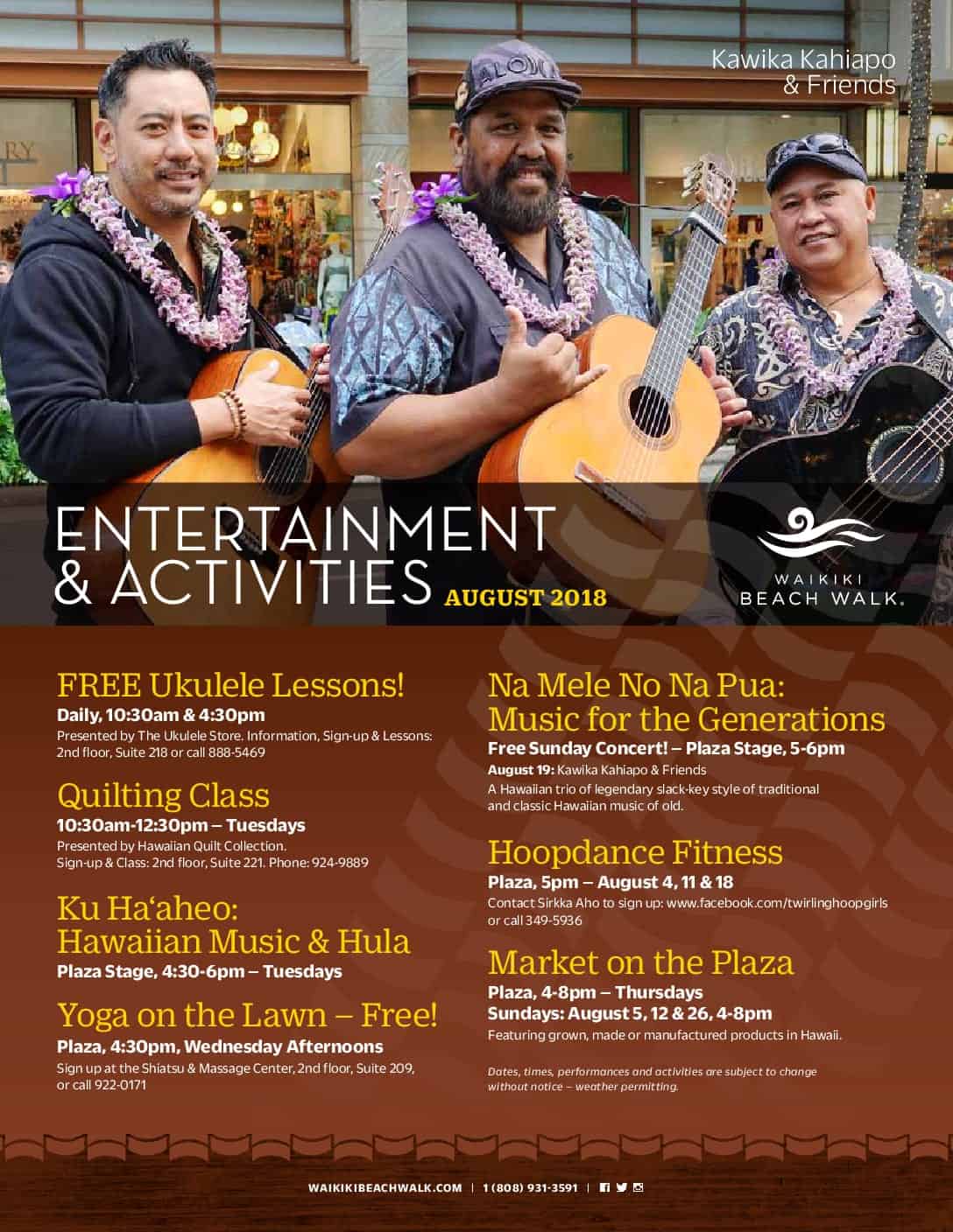 Events for August at Waikiki Beach Walk Oahu's Best Coupons