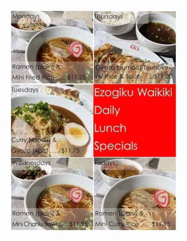 ezogiku lunch special menu