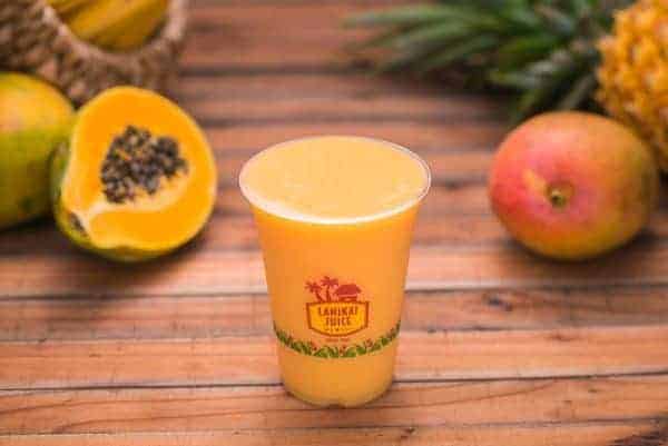 lanikai juice #3 Ordered Smoothie: Pacific Passion-Mango, Papaya, Pineapple, Passion Fruit, Banana, Mango, Pineapple Juice