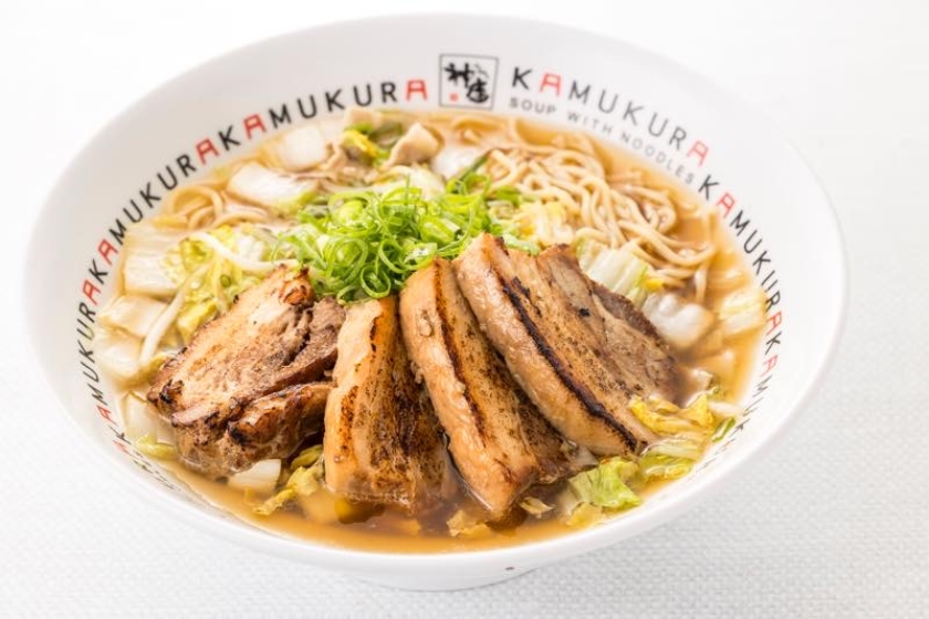 Aburi Char Siu Ramen: Irresistible thick cut house made char siu with Kamukura's signature soup.