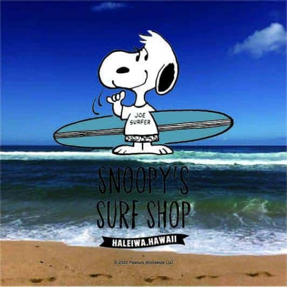Find newly drawn, limited edition
SNOOPY'S SURF SHOP designs at this location.