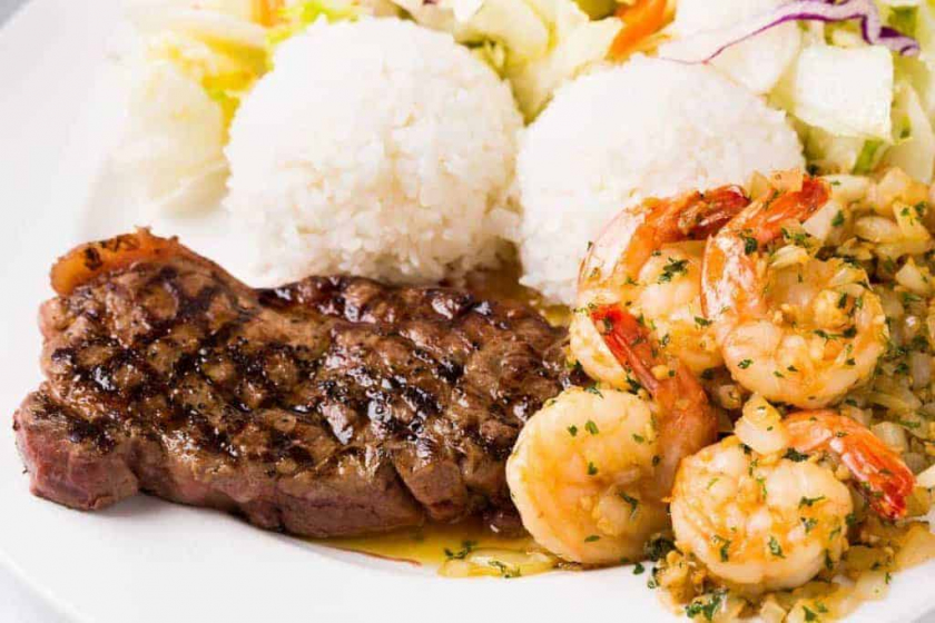 champion's steak and seafood half steak and garlic shrimp