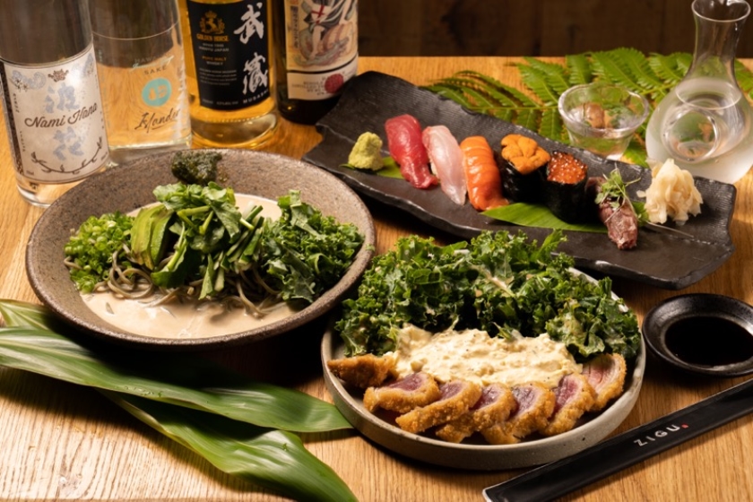 Indulge in Ahi Katsu, featuring locally sourced Hawaiian tuna and an array of sushi rolls!